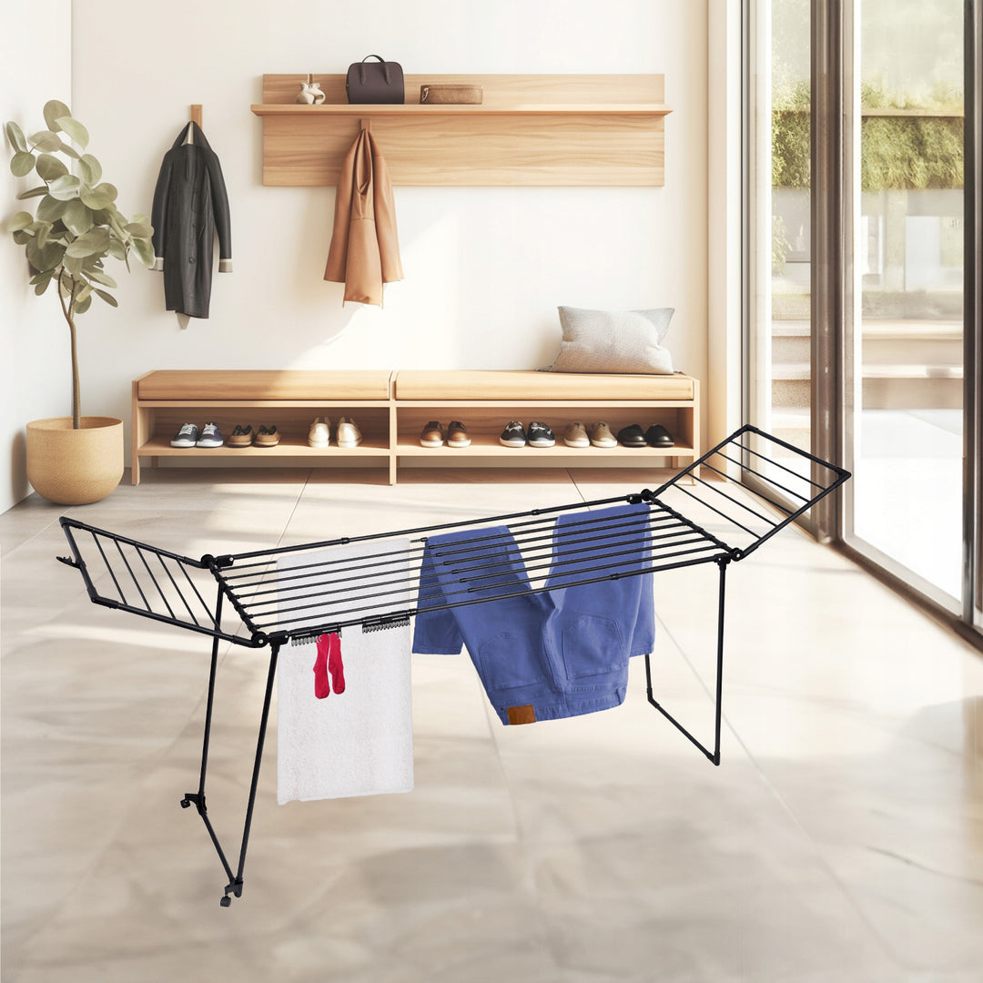 Clothes drying rack, 27 m of drying space, extendable, foldable, large freestanding model, Bona XXL, Sepio