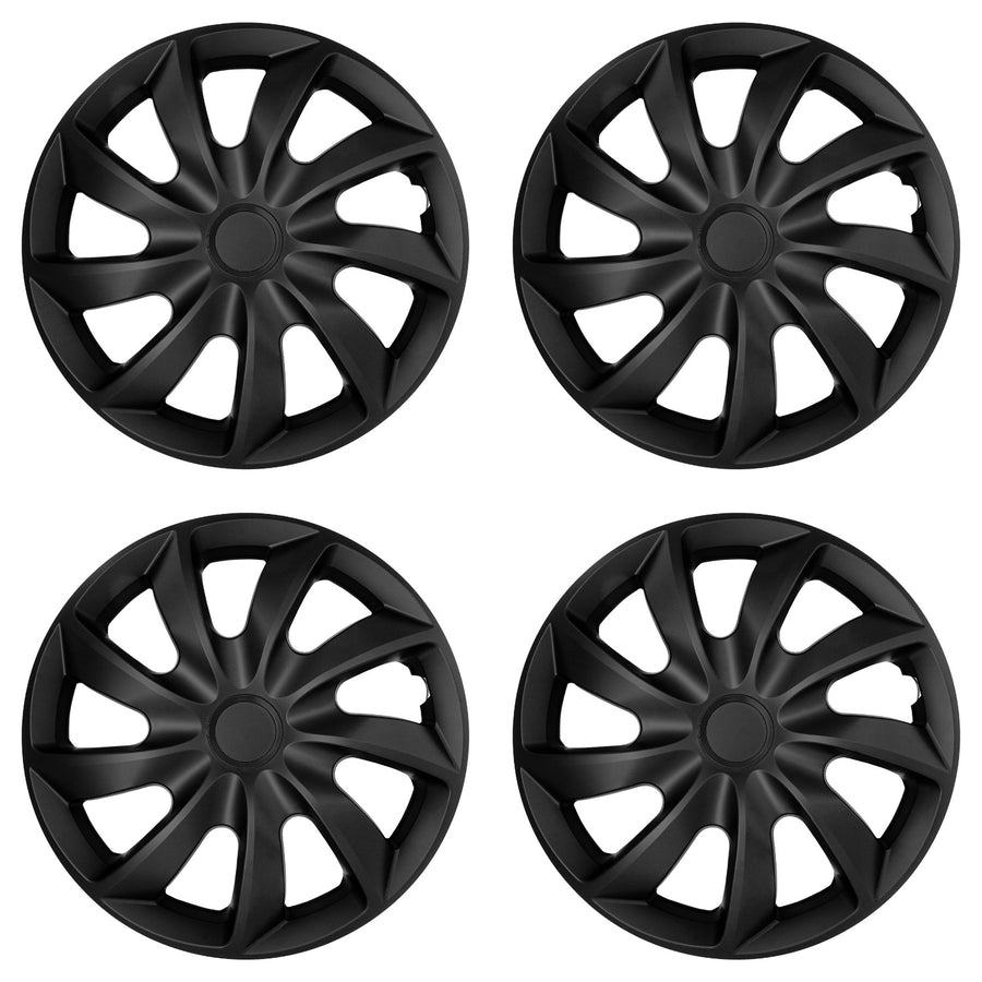 NRM Quad 17'' Universal Car Wheel Covers, Matte Black, Set of 4