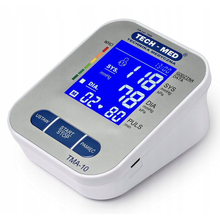 Electronic blood pressure monitor, backlit screen, 22–32 cm cuff, arrhythmia indicator, TMA-10, Tech-Med