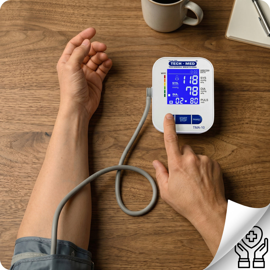 Electronic blood pressure monitor, backlit screen, 22–32 cm cuff, arrhythmia indicator, TMA-10, Tech-Med