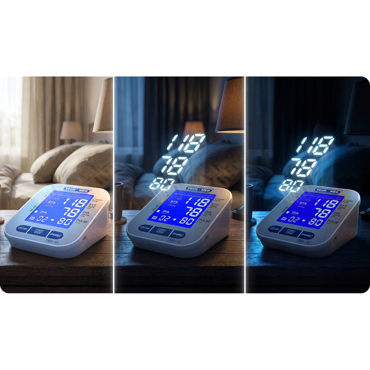 Electronic blood pressure monitor, backlit screen, 22–32 cm cuff, arrhythmia indicator, TMA-10, Tech-Med