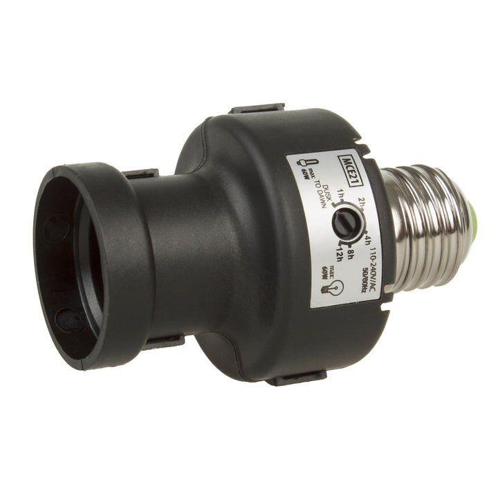 Maclean E27 Light Bulb Socket, 100W, with Twilight Sensor and Timer, MCE21B, 2 pieces