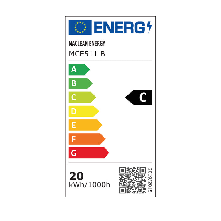 Maclean LED Light, Black, 20W, IP65, 2750 lm, Neutral White (4000K) MCE511 B, 2 pieces