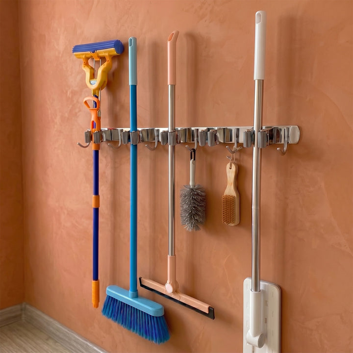 Maclean wall-mounted organizer for garden tools and mops, steel, with hooks, max. load 20 kg, width 60 cm, MC-185, 2 pieces