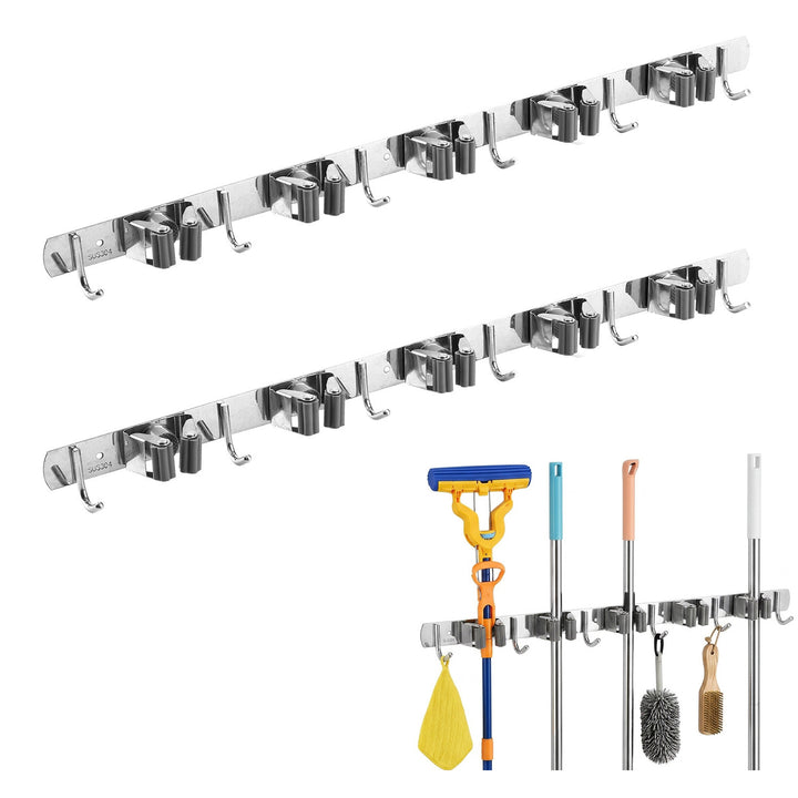 Maclean wall-mounted organizer for garden tools and mops, steel, with hooks, max. load 20 kg, width 60 cm, MC-185, 2 pieces