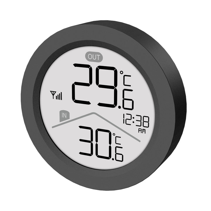 GreenBlue Wireless Weather Station, Indoor/Outdoor Temperature, Clock, °C / °F Selectable, Range up to 60 m, Black, GB162 B + 4 Varta Industrial AAA Alkaline Batteries