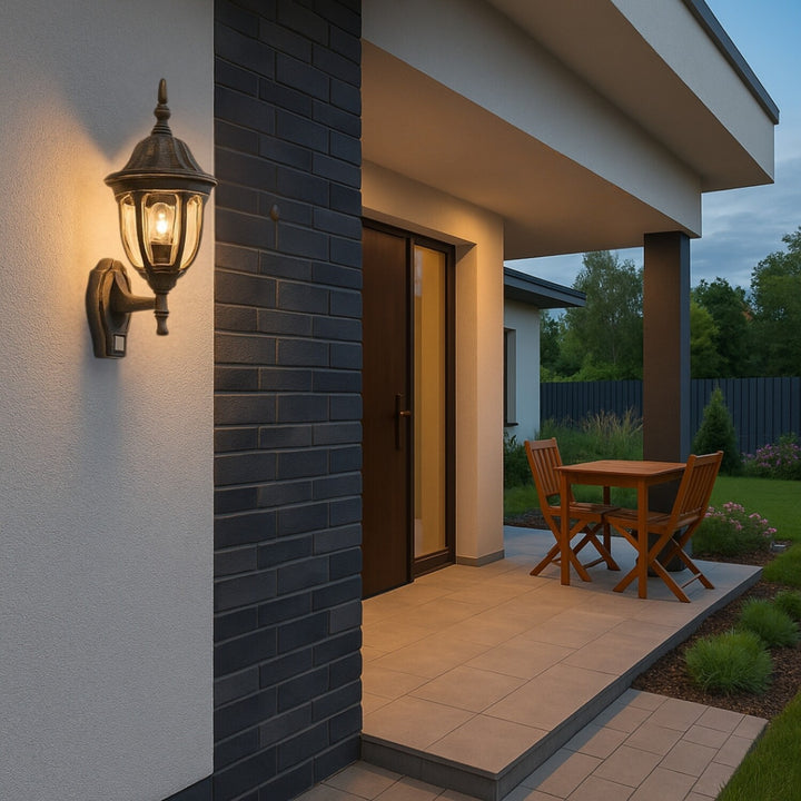 Rabalux Wall Sconce, Outdoor, Motion Sensor, IP43, E27, max 60W, Antique Gold, Milano, 2 pieces