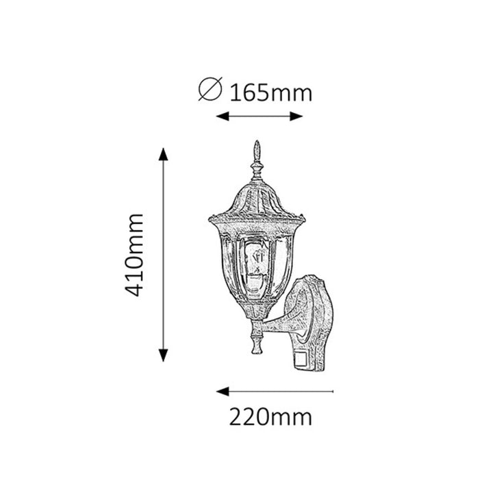 Rabalux Wall Sconce, Outdoor, Motion Sensor, IP43, E27, max 60W, Antique Gold, Milano, 2 pieces
