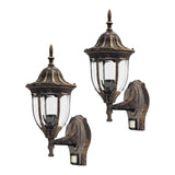 Rabalux Wall Sconce, Outdoor, Motion Sensor, IP43, E27, max 60W, Antique Gold, Milano, 2 pieces