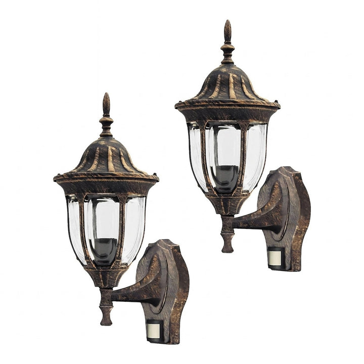 Rabalux Wall Sconce, Outdoor, Motion Sensor, IP43, E27, max 60W, Antique Gold, Milano, 2 pieces