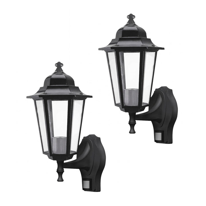 Rabalux Wall Sconce, Outdoor, Motion Sensor, IP43, E27, max 60W, Black, Velence, 2 pieces