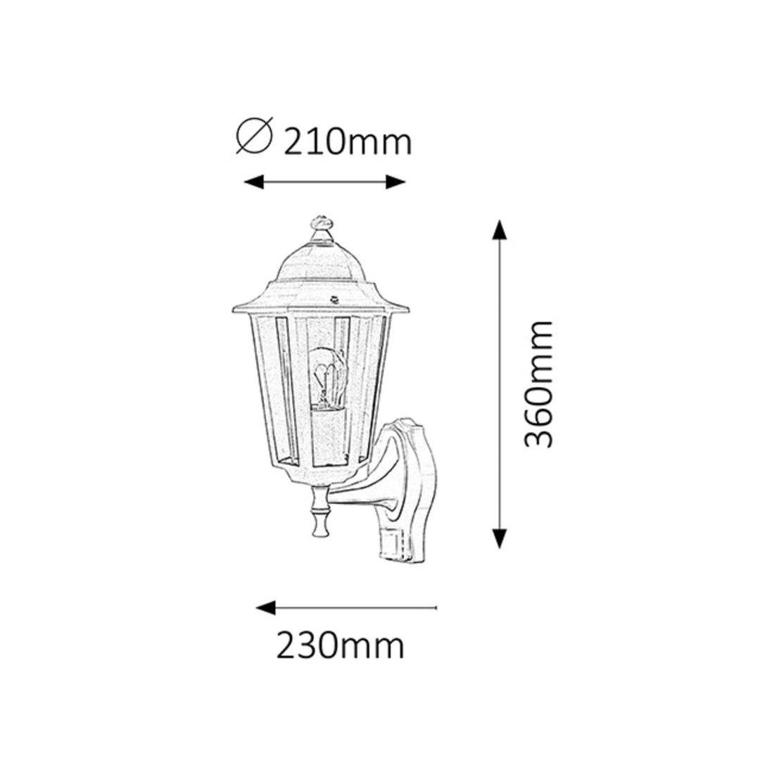 Rabalux Wall Sconce, Outdoor, Motion Sensor, IP43, E27, max 60W, Black, Velence, 4 pieces