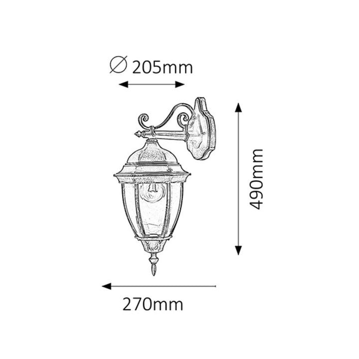 Rabalux Wall Sconce, Outdoor, IP44, E27, max 60W, Antique Gold, Toronto, 2 pieces