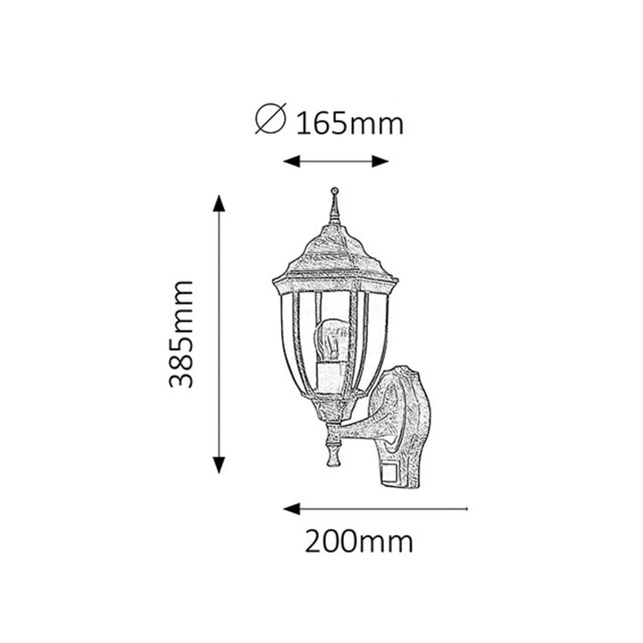 Rabalux Wall Sconce, Outdoor, Motion Sensor, IP43, E27, max 60W, Antique Gold, Nice, 2 pieces