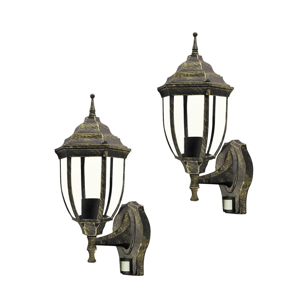 Rabalux Wall Sconce, Outdoor, Motion Sensor, IP43, E27, max 60W, Antique Gold, Nice, 2 pieces