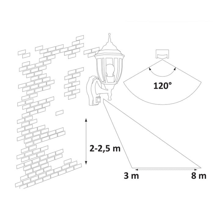 Rabalux Wall Sconce, Outdoor, Motion Sensor, IP43, E27, max 60W, Antique Gold, Nizza, 4 pieces