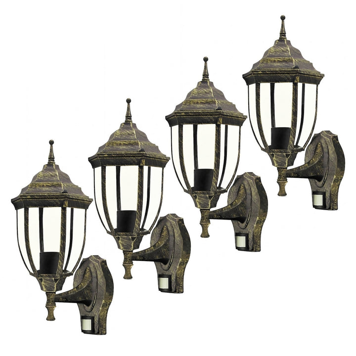 Rabalux Wall Sconce, Outdoor, Motion Sensor, IP43, E27, max 60W, Antique Gold, Nizza, 4 pieces