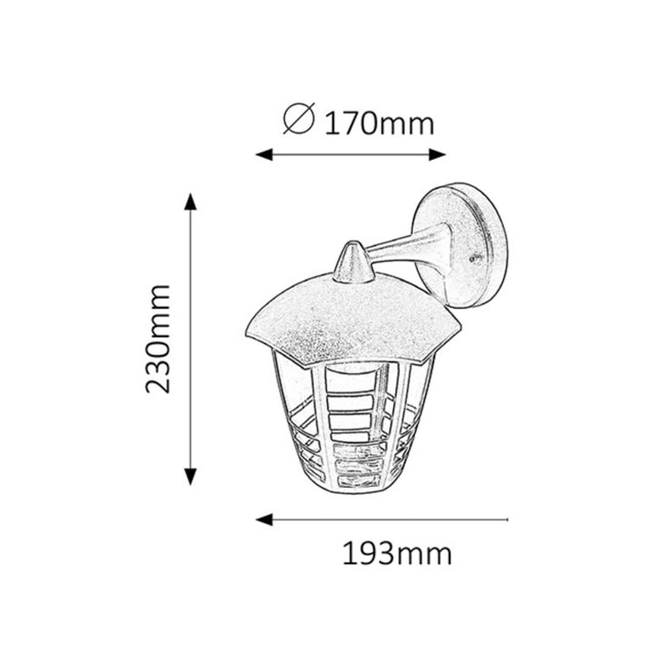 Rabalux Wall Sconce, Outdoor, IP44, E27, max 60W, Black, Marseille, 4 pieces