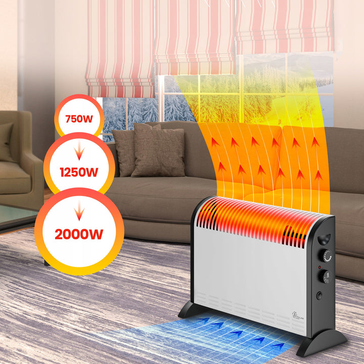 Extralink electric convection heater, 2000W, built-in fan for heat distribution, 3-level temperature control, turbo mode, LCV-06