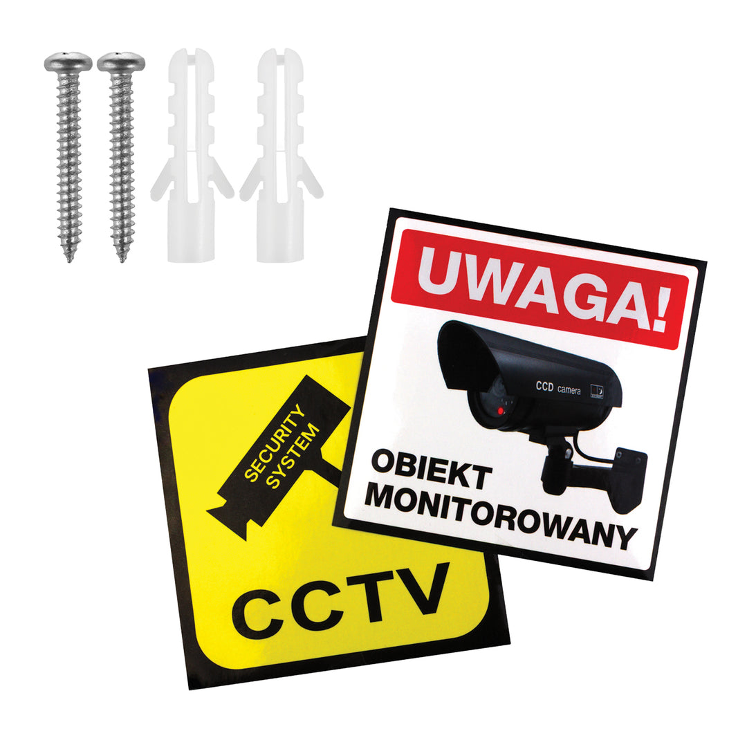 DC2300 dome-style dummy camera with flashing LED, 2 pieces + 6 Varta Industrial AA batteries