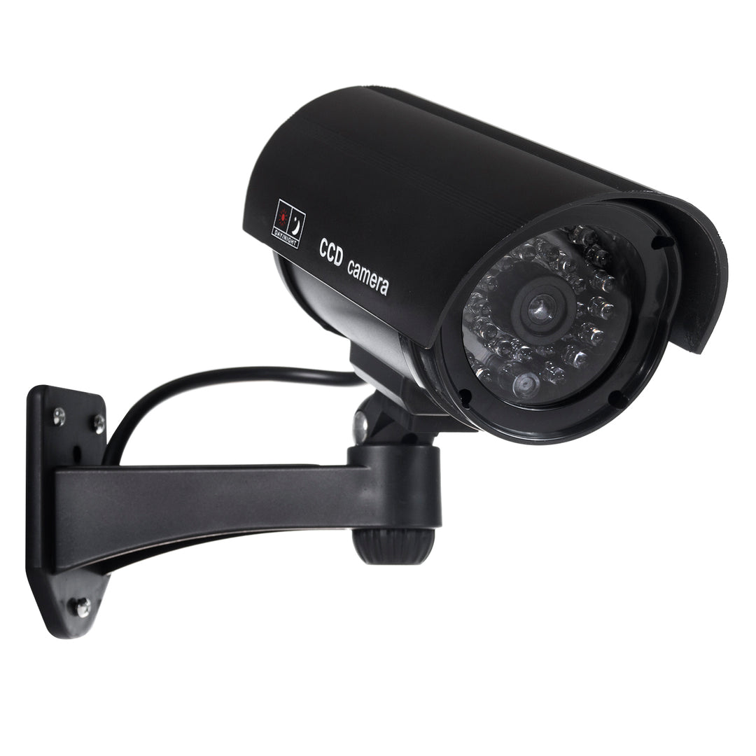 IR1100 B Outdoor Dummy Camera with Flashing LED, Black, 2 pieces + 4 Varta Industrial AA Batteries