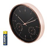 12'' (30 cm) Gold Wall Clock with Thermometer and Hygrometer CE70 G + R-06 LR6 AA 1.5V Varta Industrial Alkaline Battery