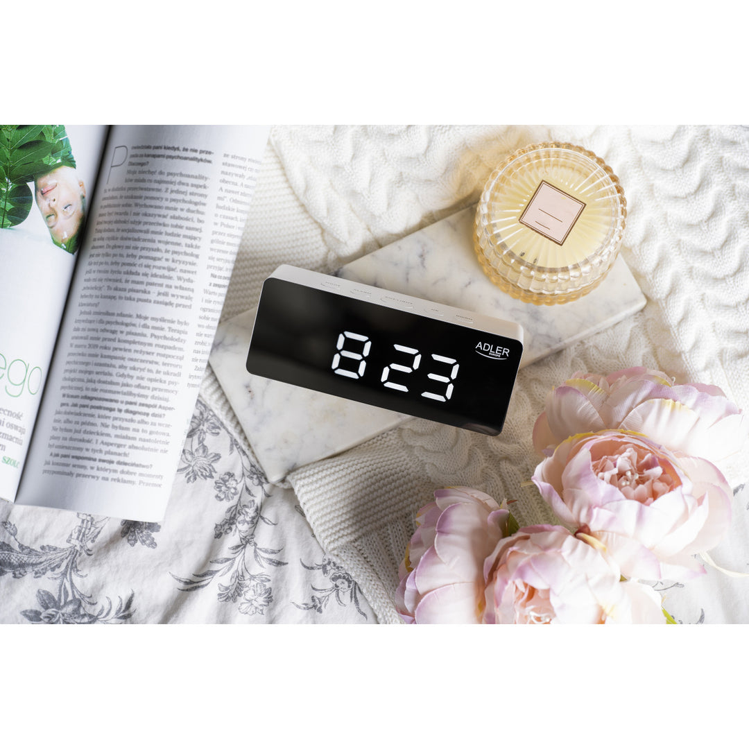 Adler AD 1189 W Alarm Clock with LED Display and Thermometer + 3 Varta Industrial AAA Alkaline Batteries
