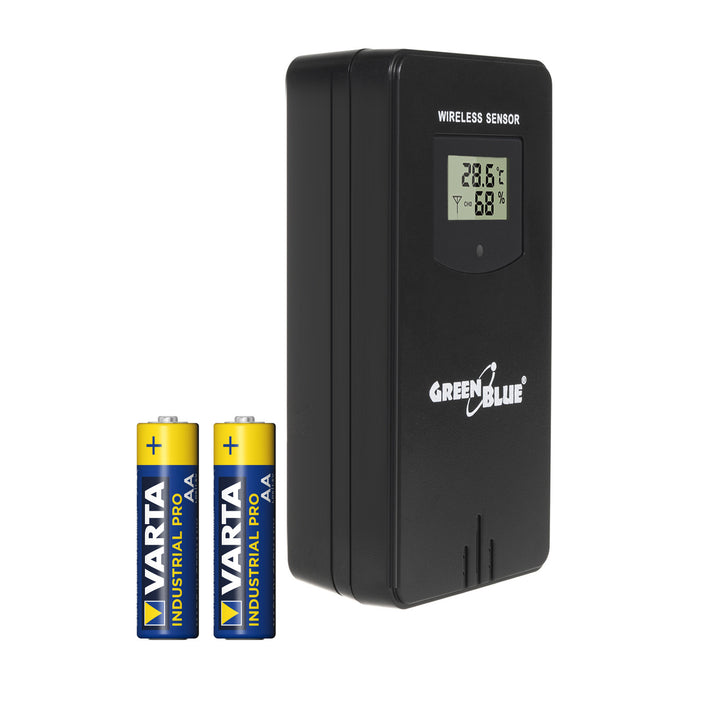 GreenBlue Weather Station Outdoor Sensor, compatible with the GB522 station, model GB532 + 2 Varta Industrial AA alkaline batteries
