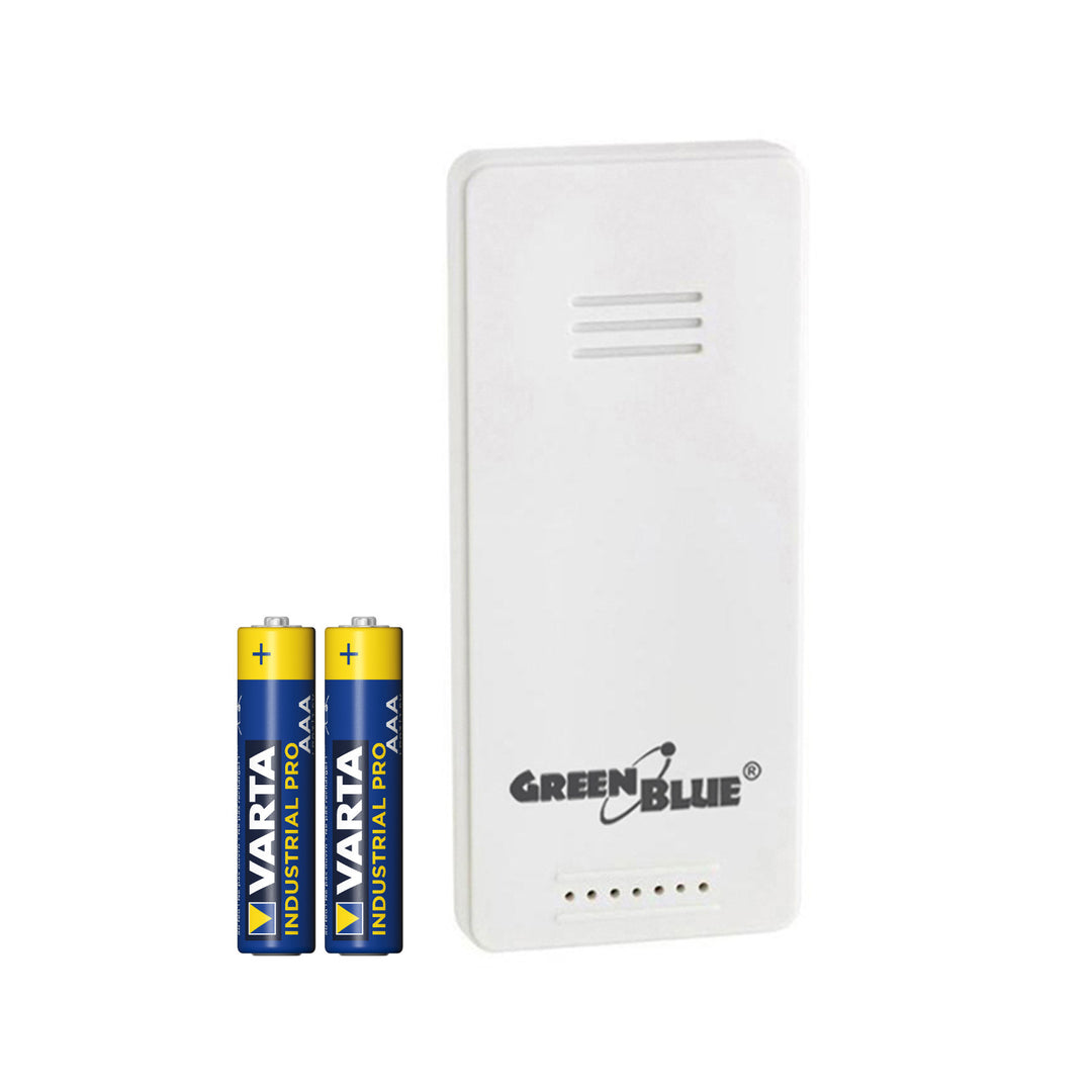 GreenBlue outdoor weather station sensor, compatible with the GB521, GB542, and GB218 models; model GB692 + 2 Varta Industrial AAA alkaline batteries