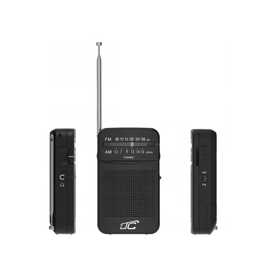 LEGA LXLTC2029C Pocket Radio with AM/FM/AUX, LTC battery power supply + 2x Varta Industrial AA alkaline batteries