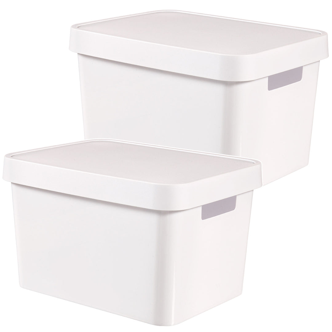 Curver Infinity 17L White Storage Container with Lid, 2-Pack