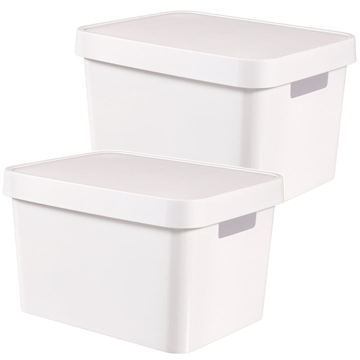 Curver Infinity 17L White Storage Container with Lid, 2-Pack