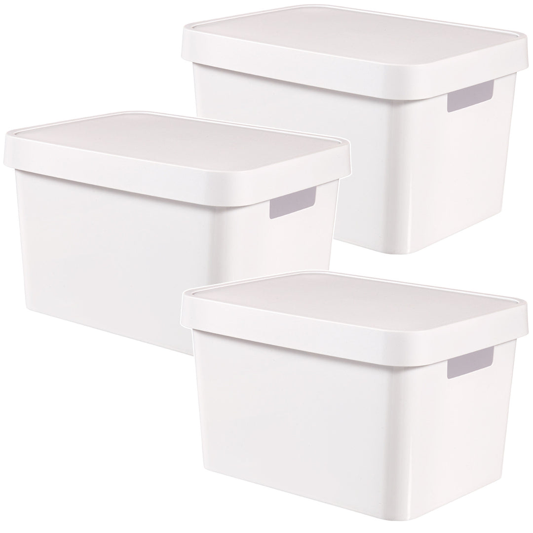 Curver Infinity 17L White Storage Container with Lid, 3-Pack