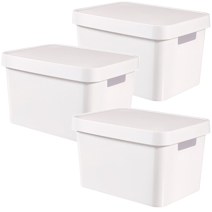 Curver Infinity 17L White Storage Container with Lid, 3-Pack