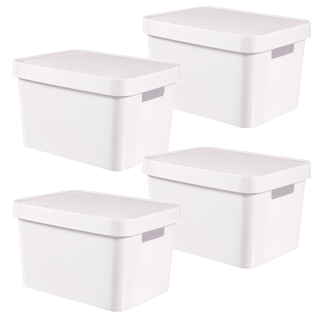 Curver Infinity 17L White Storage Container with Lid, 4-Pack