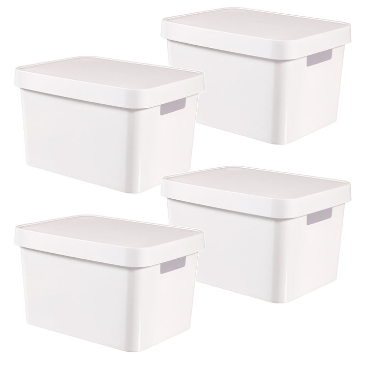 Curver Infinity 17L White Storage Container with Lid, 4-Pack