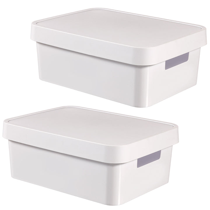 Curver Infinity 11L White Storage Container with Lid, 2-Pack