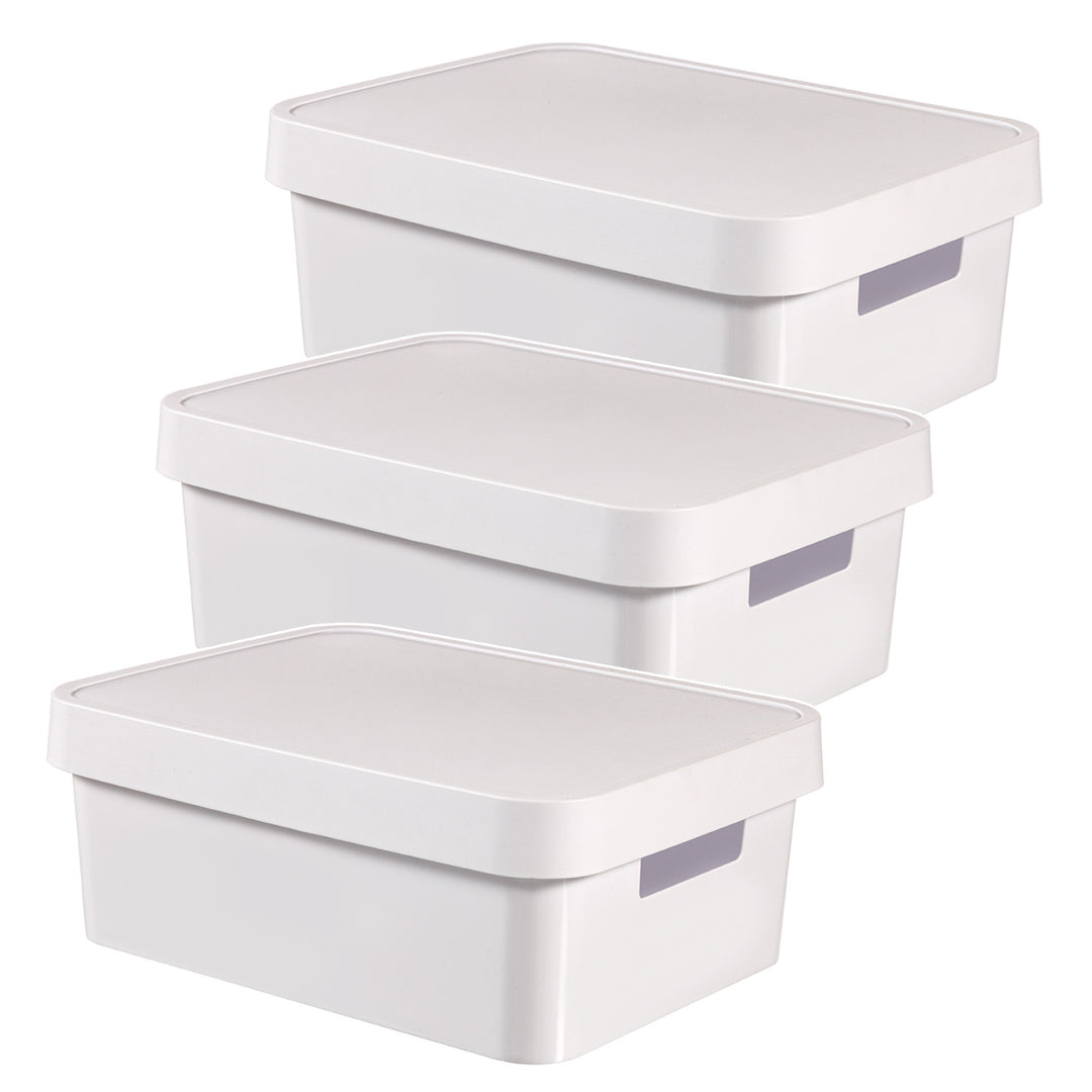 Curver Infinity 11L White Storage Container with Lid, 3-Pack
