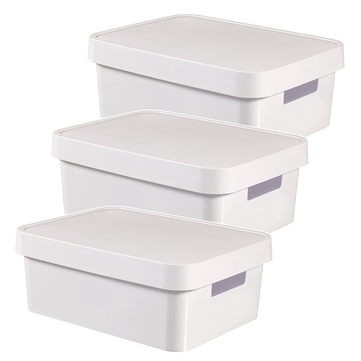 Curver Infinity 11L White Storage Container with Lid, 3-Pack
