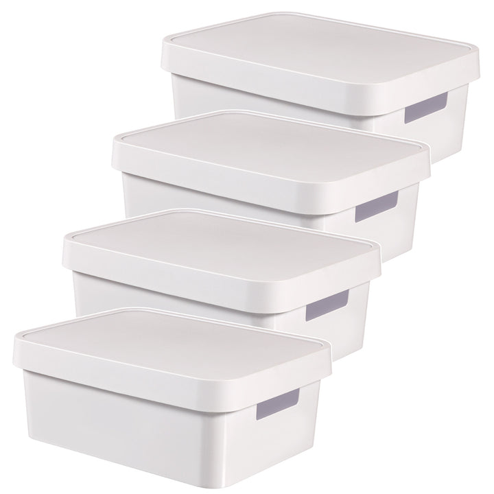 Curver Infinity 11L White Storage Container with Lid, 4-Pack