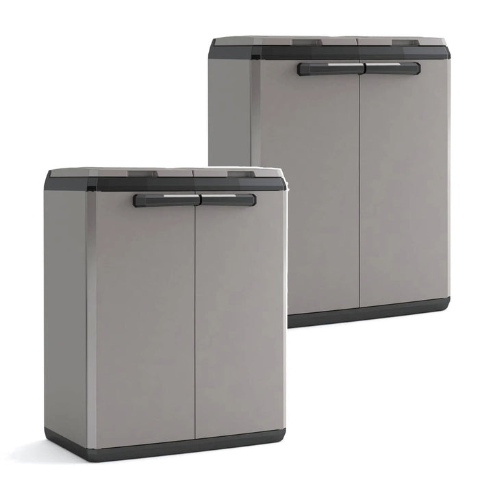 Keter Waste Sorting Cabinet, capacity 2x110L, manually operated lid, suitable for outdoor use, 241065, 2 units