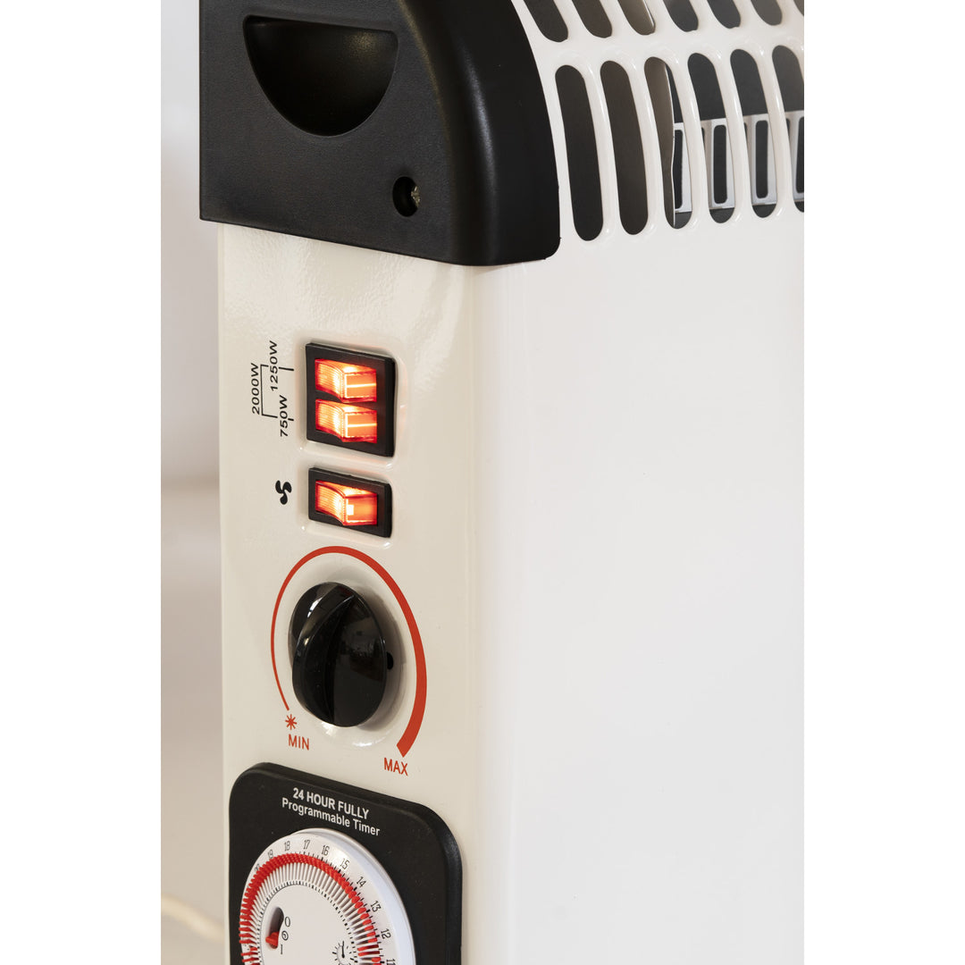 Electric convection heater, thermostat, 2000W, 24-hour timer, white, 150 cm cord, Mesko, MS 7741W