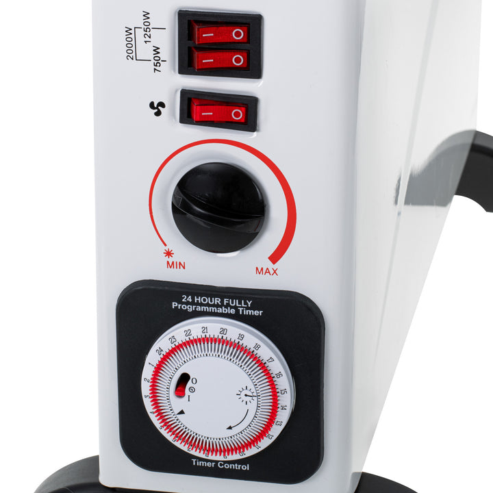 Electric convection heater, thermostat, 2000W, 24-hour timer, white, 150 cm cord, Mesko, MS 7741W