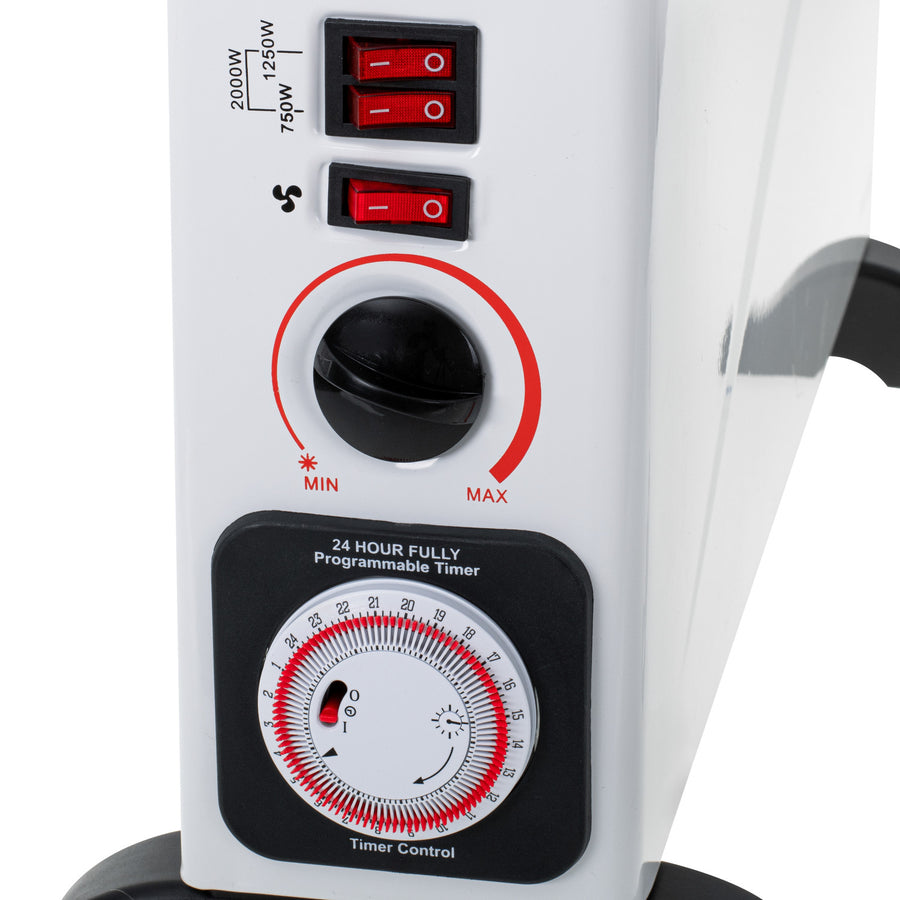 Electric convection heater, thermostat, 2000W, 24-hour timer, white, 150 cm cord, Mesko, MS 7741W