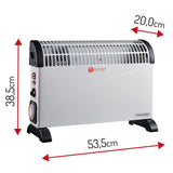 Electric convection heater, thermostat, 2000W, 24-hour timer, white, 150 cm cord, Mesko, MS 7741W