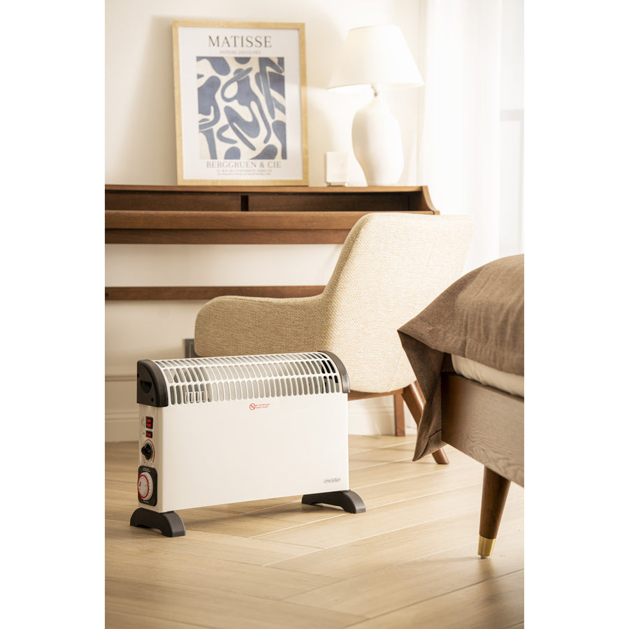 Electric convection heater, thermostat, 2000W, 24-hour timer, white, 150 cm cord, Mesko, MS 7741W
