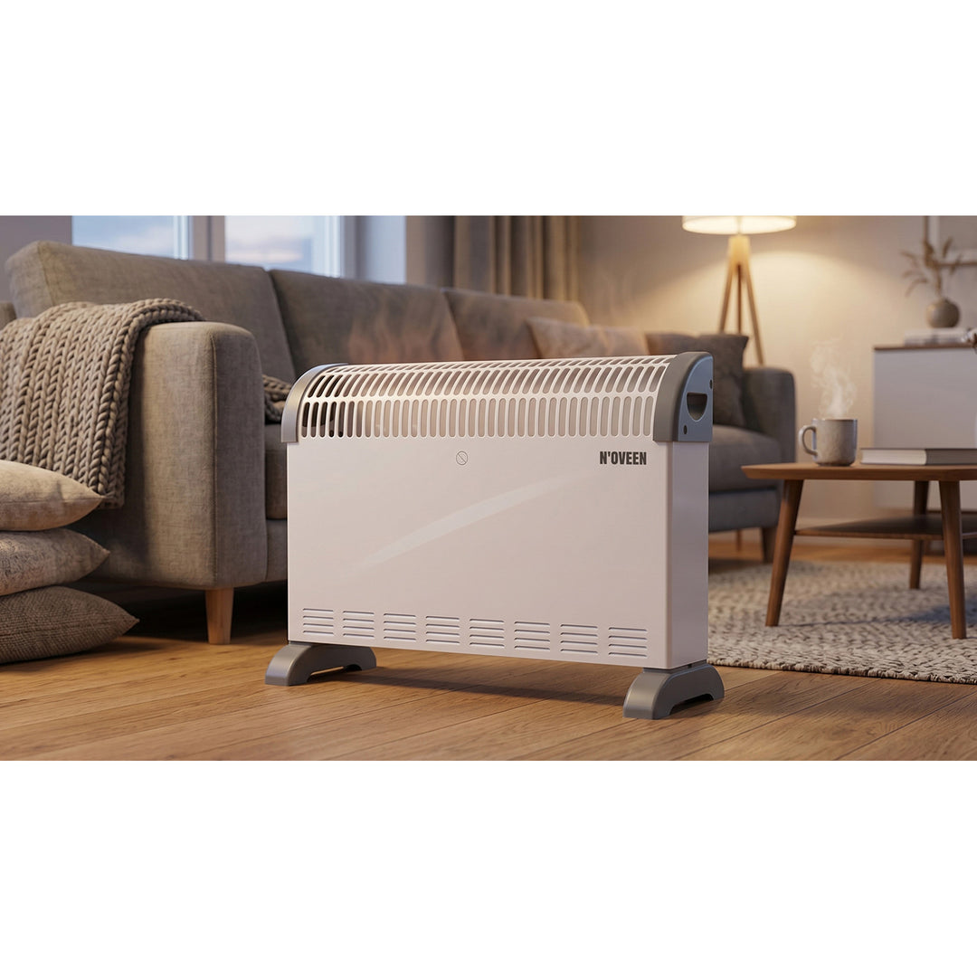 Electric convection heater, 2000 W, thermostat, white, Noveen
