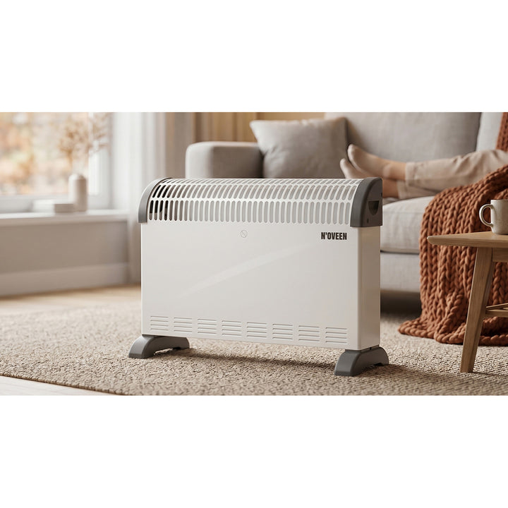 Electric convection heater, 2000 W, thermostat, white, Noveen