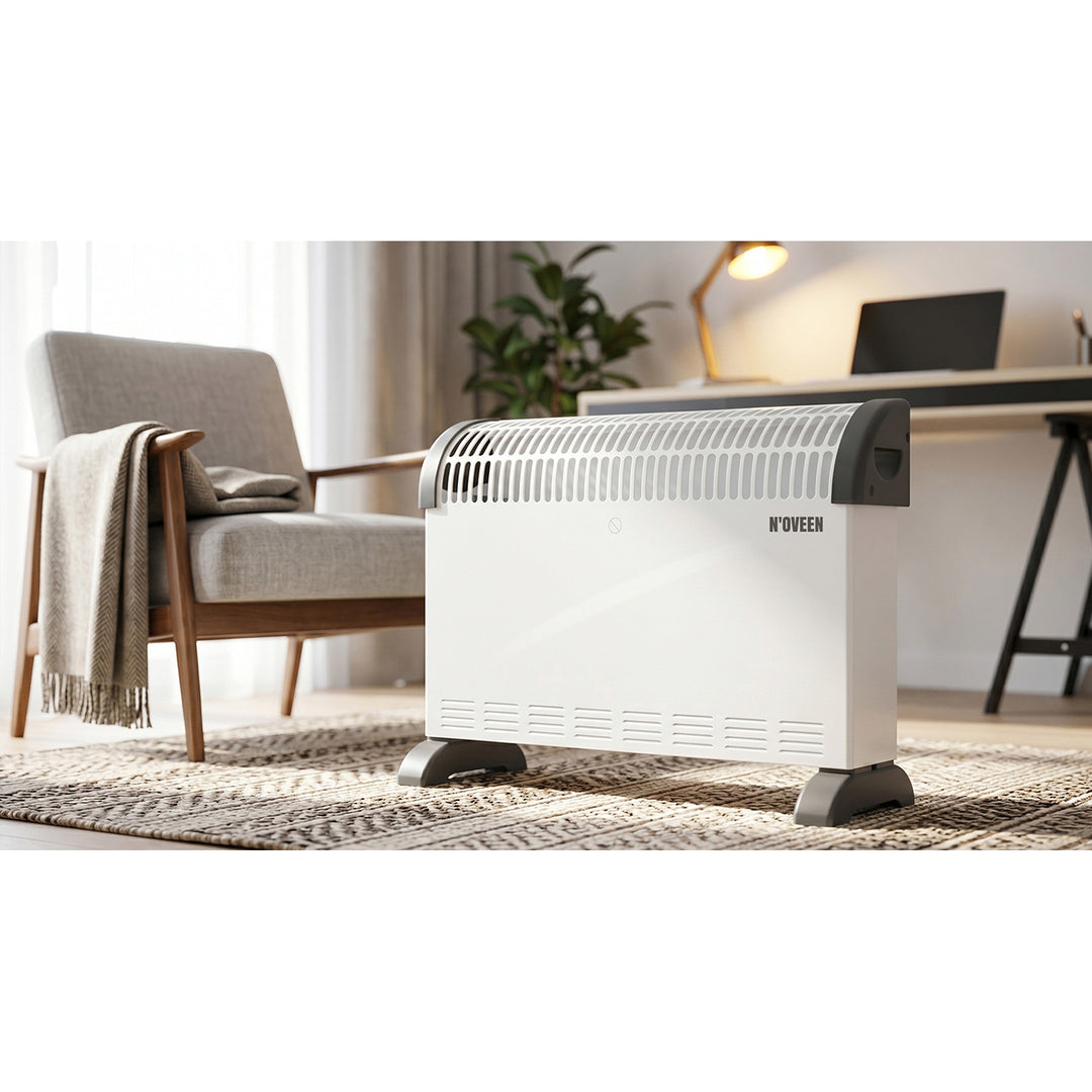 Electric convection heater, 2000 W, thermostat, white, Noveen