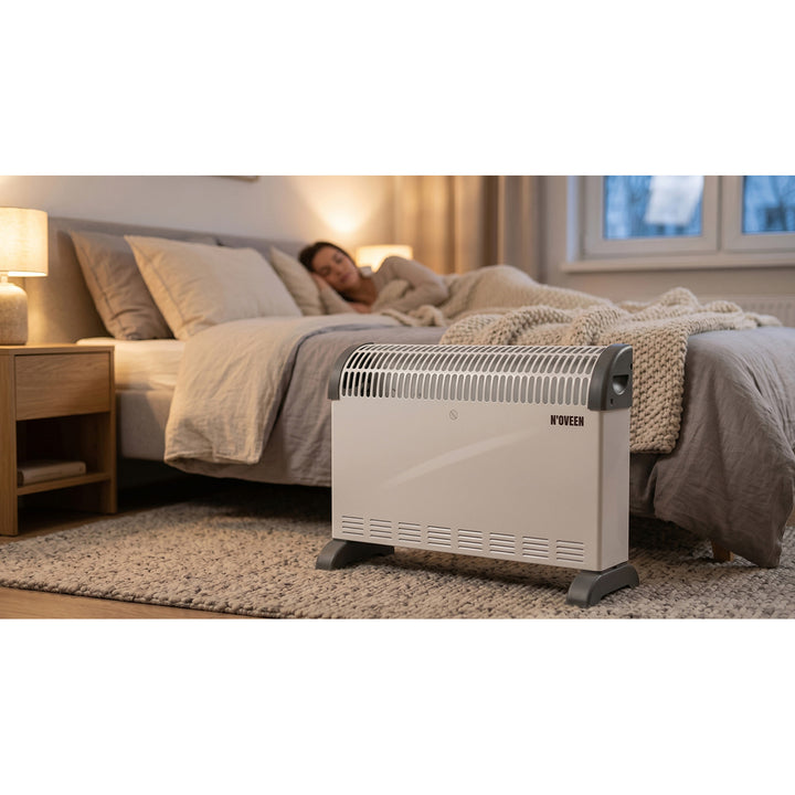 Electric convection heater, 2000 W, thermostat, white, Noveen